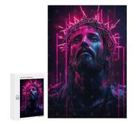 300 PCS Jigsaw Puzzles for Adults Jesus in Neon Lights Jigsaw for Adults Brain Teaser Game Birthday Present Difficult And Challenge 300 PCS