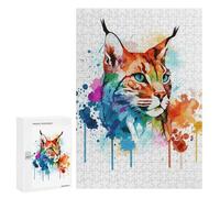 300 PCS Jigsaw Puzzles for Adults Jigsaw Abstract Bobcat Painting Adult Jigsaw Puzzle Brain Teaser Game Wall Decoration Fun at Home Activities, 300 PCS