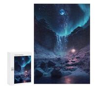 300 PCS Jigsaw Puzzles for Adults Jigsaw Aurora Borealis Over Frozen Waterfall Adult Puzzles Anti-Stress Toys Difficult Hard Challenging Game Gifts 300 PCS