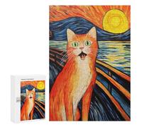 300 PCS Jigsaw Puzzles for Adults Jigsaw Cute Scream Meme Cat Adult Jigsaw Brain Teaser Game Hand Speed Race Challenging Game Gifts 300 PCS