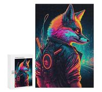 300 PCS Jigsaw Puzzles for Adults Jigsaw Cyberfox Neon Artwork Adult Puzzles Anti-Stress Toys Difficult Hard Challenging Game Gifts 300 PCS