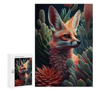 300 PCS Jigsaw Puzzles for Adults Jigsaw Fox Among Succulents Adult Puzzles Anti-Stress Toys Difficult Hard Challenging Game Gifts 300 PCS