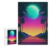300 PCS Jigsaw Puzzles for Adults Jigsaw Futuristic Synthwave Fusio Adult Jigsaw Brain Teaser Game Hand Speed Race Challenging Game Gifts 300 PCS