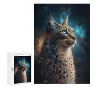 300 PCS Jigsaw Puzzles for Adults Jigsaw Galactic Lynx Celestial Feline Majesty -3 Adult Puzzles Relaxing Games Enhance Memory Christmas Birthday Gifts 300 PCS