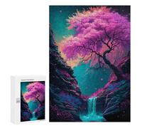 300 PCS Jigsaw Puzzles for Adults Jigsaw Pink Tree And Small Waterf Adult Jigsaw Puzzle Anti-Stress Toys Staycation Kill Time Fun at Home Activities, 300 PCS