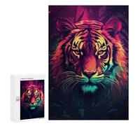300 PCS Jigsaw Puzzles for Adults Jigsaw Tiger Synthwave Adult Jigsaw Brain Teaser Game Hand Speed Race Challenging Game Gifts 300 PCS