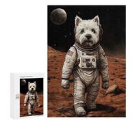300 PCS Jigsaw Puzzles for Adults Jigsaw Westie Astronaut On Mars Adult Jigsaw Puzzle Brain Teaser Game Wall Decoration Fun at Home Activities, 300 PCS