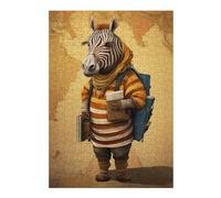 300 PCS Jigsaw Puzzles for Adults Jigsaw Zebra Traveler Art Puzzle for Adults Hands-on Game Wall Art Fun at Home Activities, 300 PCS