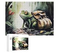 300 PCS Jigsaw Puzzles for Adults Journey Begins Frog with Backpack Teenagers Puzzles Hands-on Game Improve Memory Parent-child Interaction 300 PCS
