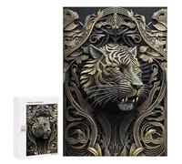 300 PCS Jigsaw Puzzles for Adults King Tiger Golden Art Deco Puzzles for Adults Fun Games Precision Cutting Birthday And Unique Gifts 300 PCS