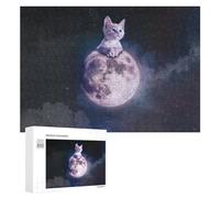 300 PCS Jigsaw Puzzles for Adults Kitten on The Moon Jigsaw for Adults Family Games Presents for Women Parent-child Interaction 300 PCS