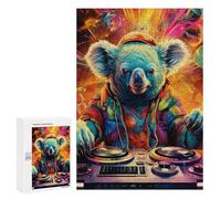 300 PCS Jigsaw Puzzles for Adults Koala DJ in Colorful Lights Teenagers Puzzles Hands-on Game Improve Memory Parent-child Interaction 300 PCS