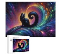 300 PCS Jigsaw Puzzles for Adults Magical Black Cat Artwork Teenagers Puzzles Hands-on Game Improve Memory Parent-child Interaction 300 PCS