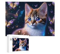 300 PCS Jigsaw Puzzles for Adults Magical Butterfly Cat Fantasy Teenagers Puzzles Hands-on Game Improve Memory Parent-child Interaction 300 PCS