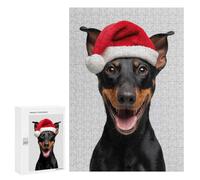 300 PCS Jigsaw Puzzles for Adults Manchester Terrier Dog with Santa Hat Portrait Jigsaws for Adults DIY Toys Analysis And Logic Unique Gifts for Birthday And Christmas 300 PCS