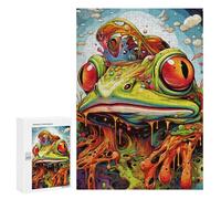 300 PCS Jigsaw Puzzles for Adults Melting Frog Surreal Artwork Teenagers Puzzles Hands-on Game Improve Memory Parent-child Interaction 300 PCS