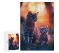 300 PCS Jigsaw Puzzles for Adults Mother Cat And Kitten at Sunset Jigsaws for Adults DIY Toys Analysis And Logic Unique Gifts for Birthday And Christmas 300 PCS