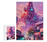 300 PCS Jigsaw Puzzles for Adults Neon Cityscape Vibrant Urban Fantasy -1 Puzzles for Adults DIY Toys Home Decoration Difficult And Challenge 300 PCS