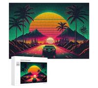 300 PCS Jigsaw Puzzles for Adults Neon Desert Drive Sunset Puzzles for Adults DIY Toys Home Decoration Difficult And Challenge 300 PCS