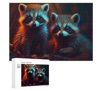 300 PCS Jigsaw Puzzles for Adults Neon Raccoons A Digital Artwork Jigsaw for Adults Relax Games For Family Fun for Is Ideal As A Gift 300 PCS