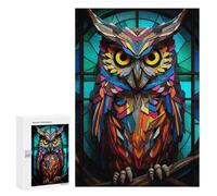 300 PCS Jigsaw Puzzles for Adults Owls Vision Stained Glass Jigsaw for Adults Brain Teaser Game Birthday Present Difficult And Challenge 300 PCS