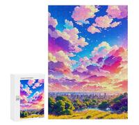 300 PCS Jigsaw Puzzles for Adults Pastel Sky Cityscape Teenagers Puzzles Hands-on Game Improve Memory Parent-child Interaction 300 PCS