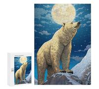 300 PCS Jigsaw Puzzles for Adults Polar Bear Moonlit Majesty Jigsaw for Adults Family Games Presents for Women Parent-child Interaction 300 PCS