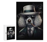 300 PCS Jigsaw Puzzles for Adults Poodle Dog Gangster Suit Jigsaw Puzzle Family Games Perfect Decoration Birthday And Unique Gifts 300 PCS