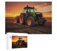 300 PCS Jigsaw Puzzles for Adults Powerful Farm Tractor at Sunset Jigsaw for Adults Family Games Presents for Women Parent-child Interaction 300 PCS
