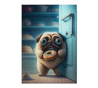300 PCS Jigsaw Puzzles for Adults Pug Stealing Donuts Adult Jigsaw Puzzle Brain Teaser Game Difficult Challenge Difficult And Challenge 300 PCS