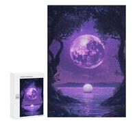 300 PCS Jigsaw Puzzles for Adults Purple Moon Tree And Ocean Jigsaw for Adults Relax Games Hand Speed Race for Is Ideal As A Gift 300 PCS