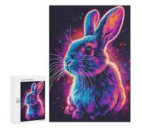 300 PCS Jigsaw Puzzles for Adults Rabbit Neon Animal Jigsaw for Adults Brain Teaser Game Birthday Present Difficult And Challenge 300 PCS