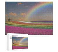 300 PCS Jigsaw Puzzles for Adults Rainbow Over Flower Fields Jigsaw for Adults Relax Games For Family Fun for Is Ideal As A Gift 300 PCS