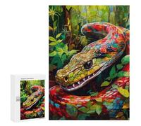 300 PCS Jigsaw Puzzles for Adults Rainbow Serpent in Lush Jungle Jigsaw for Adults Relax Games For Family Fun for Is Ideal As A Gift 300 PCS