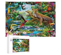 300 PCS Jigsaw Puzzles for Adults Rainforest Wildlife Paradise Teenagers Puzzles Hands-on Game Improve Memory Parent-child Interaction 300 PCS