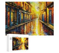 300 PCS Jigsaw Puzzles for Adults Rainy Street Reflections -1 Teenagers Puzzles Hands-on Game Improve Memory Parent-child Interaction 300 PCS