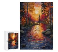 300 PCS Jigsaw Puzzles for Adults River of Ducks Jigsaw for Adults Relax Games Hand Speed Race for Is Ideal As A Gift 300 PCS