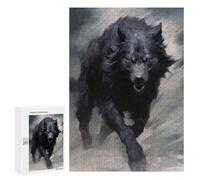 300 PCS Jigsaw Puzzles for Adults Running Black Wolf Jigsaw for Adults Brain Teaser Game Birthday Present Difficult And Challenge 300 PCS