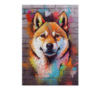 300 PCS Jigsaw Puzzles for Adults Shiba Inu Graffiti Adult Jigsaw Puzzle Brain Teaser Game Difficult Challenge Difficult And Challenge 300 PCS