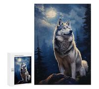 300 PCS Jigsaw Puzzles for Adults Siberian Husky at Night Jigsaw Puzzle Hands-on Game But Fun And Humorous Birthday And Unique Gifts 300 PCS