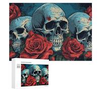 300 PCS Jigsaw Puzzles for Adults Skulls And Roses A Gothic Artwork Jigsaw for Adults Relax Games For Family Fun for Is Ideal As A Gift 300 PCS