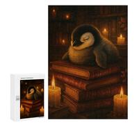 300 PCS Jigsaw Puzzles for Adults Sleeping Penguin on Books with Candles Puzzle for Adults DIY Toys Precision Cutting Unique Gifts for Birthday And Christmas 300 PCS