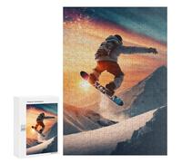 300 PCS Jigsaw Puzzles for Adults Snowboarder's Sunset Leap Teenagers Puzzles Hands-on Game Improve Memory Parent-child Interaction 300 PCS