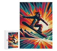 300 PCS Jigsaw Puzzles for Adults Snowboarding Wpap Sunset Puzzle for Adults Anti-Stress Toys A Work of Art Difficult And Challenge 300 PCS