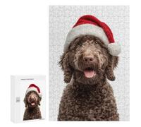 300 PCS Jigsaw Puzzles for Adults Spanish Water Dog with Santa Hat Jigsaws for Adults DIY Toys Analysis And Logic Unique Gifts for Birthday And Christmas 300 PCS