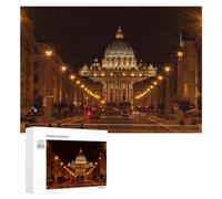 300 PCS Jigsaw Puzzles for Adults St. Peter's Basilica at Night, Rome Puzzles for Adults DIY Toys Home Decoration Difficult And Challenge 300 PCS