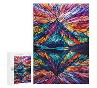 300 PCS Jigsaw Puzzles for Adults Stained Glass Mountain Reflection Jigsaw for Adults Family Games Presents for Women Parent-child Interaction 300 PCS