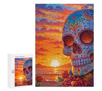 300 PCS Jigsaw Puzzles for Adults Sunset of The Dead Skull Jigsaw for Adults Relax Games Hand Speed Race for Is Ideal As A Gift 300 PCS