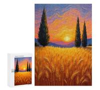 300 PCS Jigsaw Puzzles for Adults Sunset Wheat Field Jigsaw for Adults Brain Teaser Game Birthday Present Difficult And Challenge 300 PCS