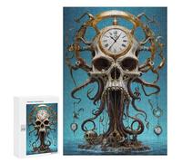 300 PCS Jigsaw Puzzles for Adults Surreal Octopus Skull Time Jigsaw for Adults Brain Teaser Game Birthday Present Difficult And Challenge 300 PCS